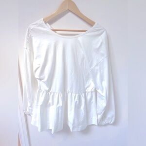 ZARA Cotton Contrast Peplum Top